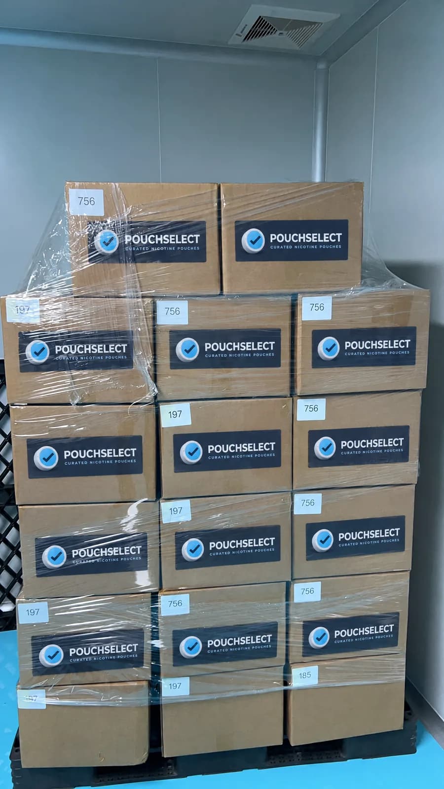 Pallet of numbered cartons