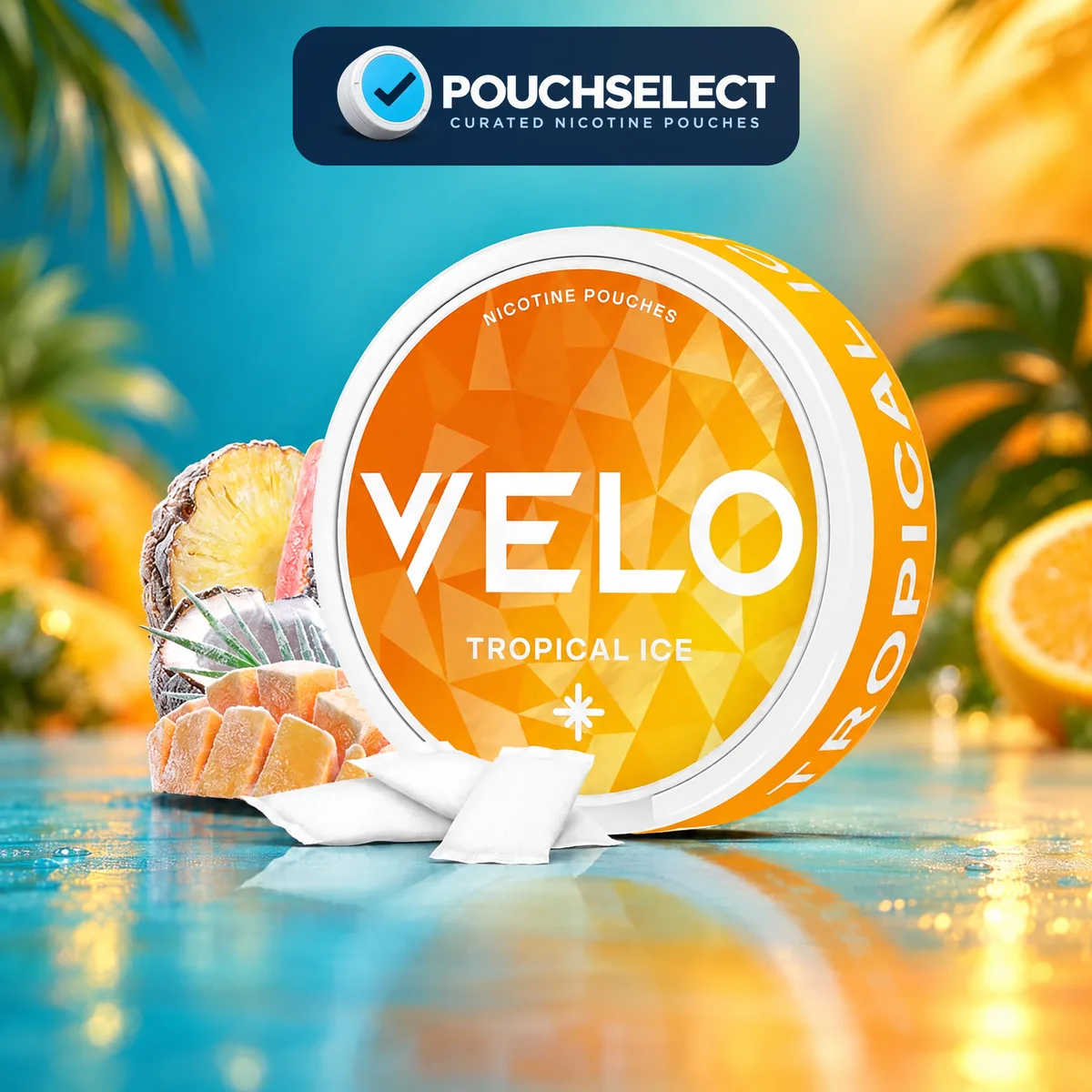 VELO Tropical Ice Mini nicotine pouches can